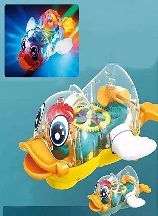 Bluebell Play Bump n Go 3D Gear Transparent Duck with Sound and Colorful Lights Musical Toy for Boys and Girls, Kids Sound Toy Birthday Gift - Image 3